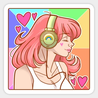 Rainbow And hearts Sticker